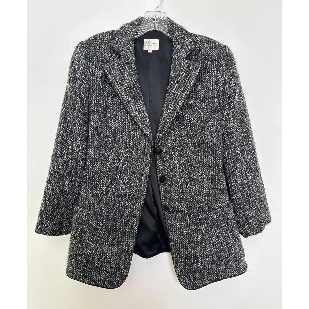 2004 Armani Collezioni Bouclé Sequin Blazer Italy Size medium